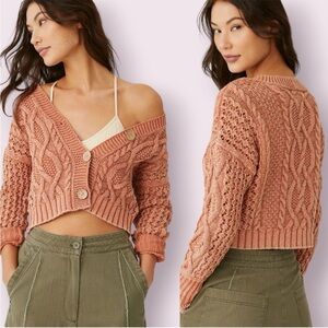 NWT Anthropologie Pilcro Cable-Knit Cropped Cardigan in Size Petite Medium